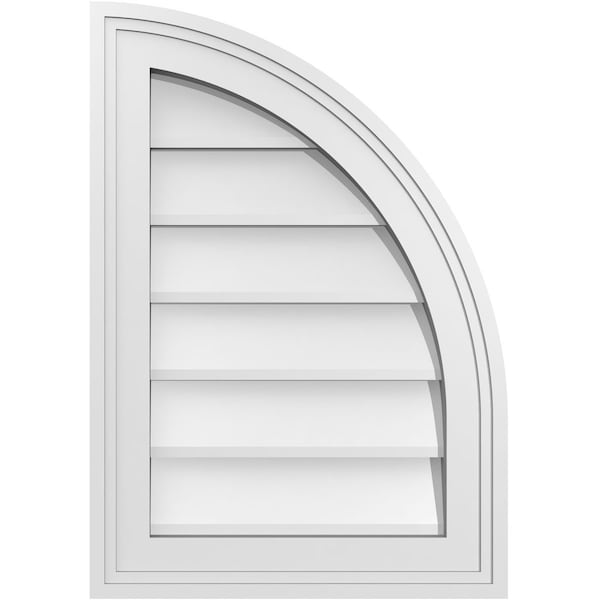 Ekena Millwork Quarter Round Top Right Surface Mount PVC Gable Vent w/ 2"W x 1-1/2"P Brickmould Frame, 14"W x 20"H GVPQR14X2002SN - main